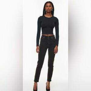 Aritzia Denim Forum Jeans The Yoko High Rise Slim Jeans Black Denim Size 26 27